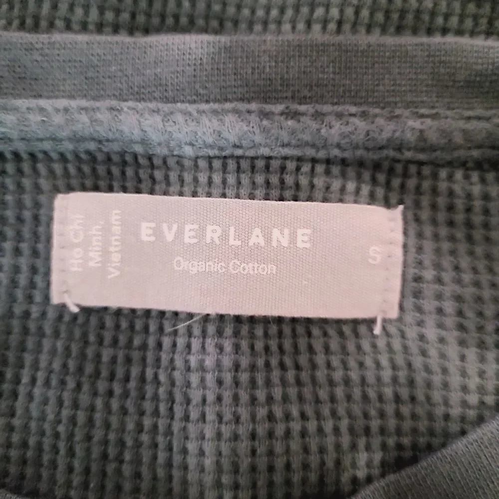 Everlane‎ Evergreen Top S Green Organic Cotton Tie Dye Waffle Knit Raglan Sleeve - Picture 6 of 7